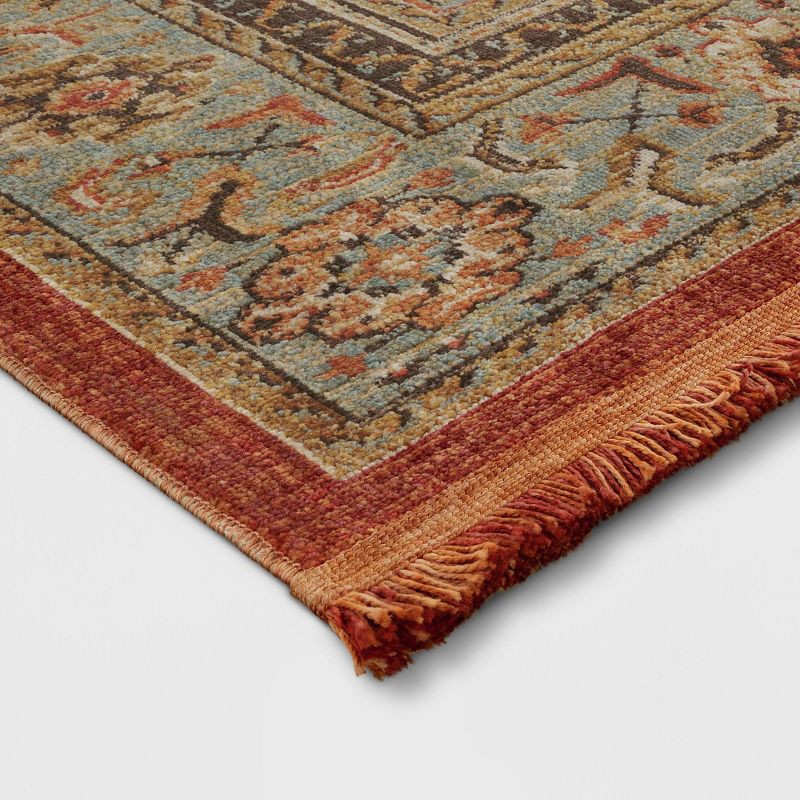 slide 2 of 5, 5'x7' Floral Woven Accent Rug Rust/Green - Threshold™, 1 ct