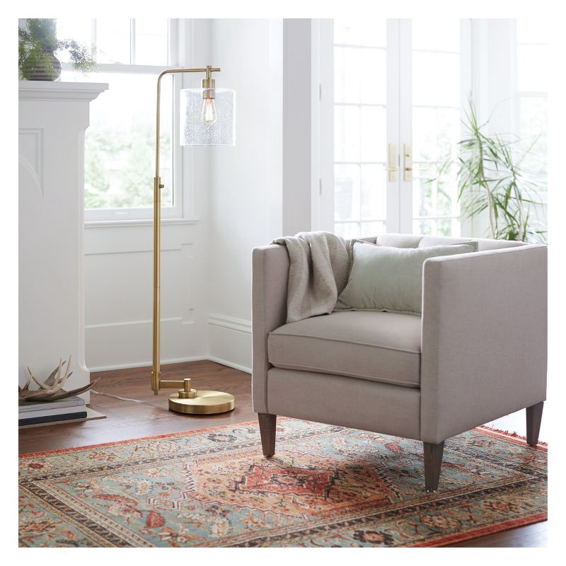 slide 5 of 5, 5'x7' Floral Woven Accent Rug Rust/Green - Threshold™, 1 ct