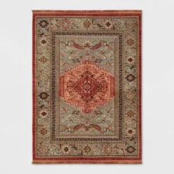 5'x7' Floral Woven Accent Rug Rust/Green - Threshold™