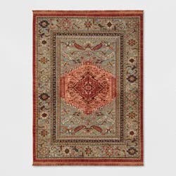 5'x7' Floral Woven Accent Rug Rust/Green - Threshold™