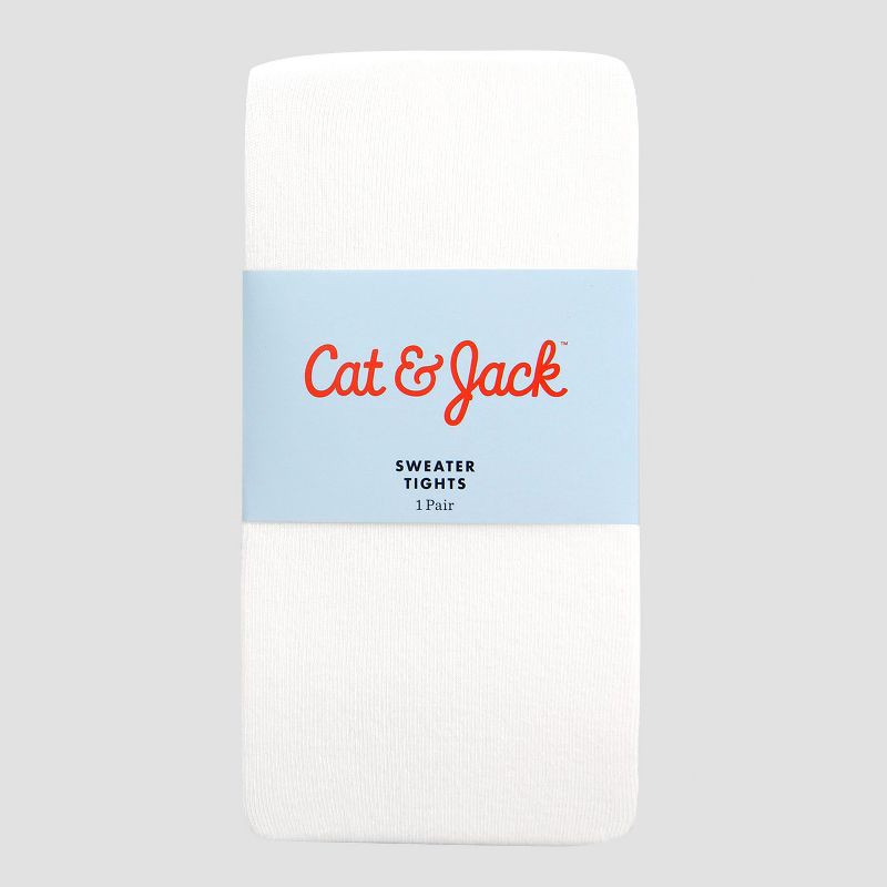 slide 2 of 2, Girls' High Waisted Tights - Cat & Jack™ White 4-6X, 1 ct