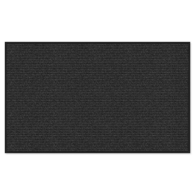slide 1 of 1, Apache Mills 3'X5' Stripe Almost Black Rug: Indoor Outdoor Low Pile Doormat, All-Weather Design, Vinyl Backing, 1 ct