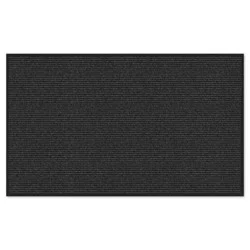 Apache Mills 3'X5' Stripe Almost Black Rug: Indoor Outdoor Low Pile Doormat, All-Weather Design, Vinyl Backing