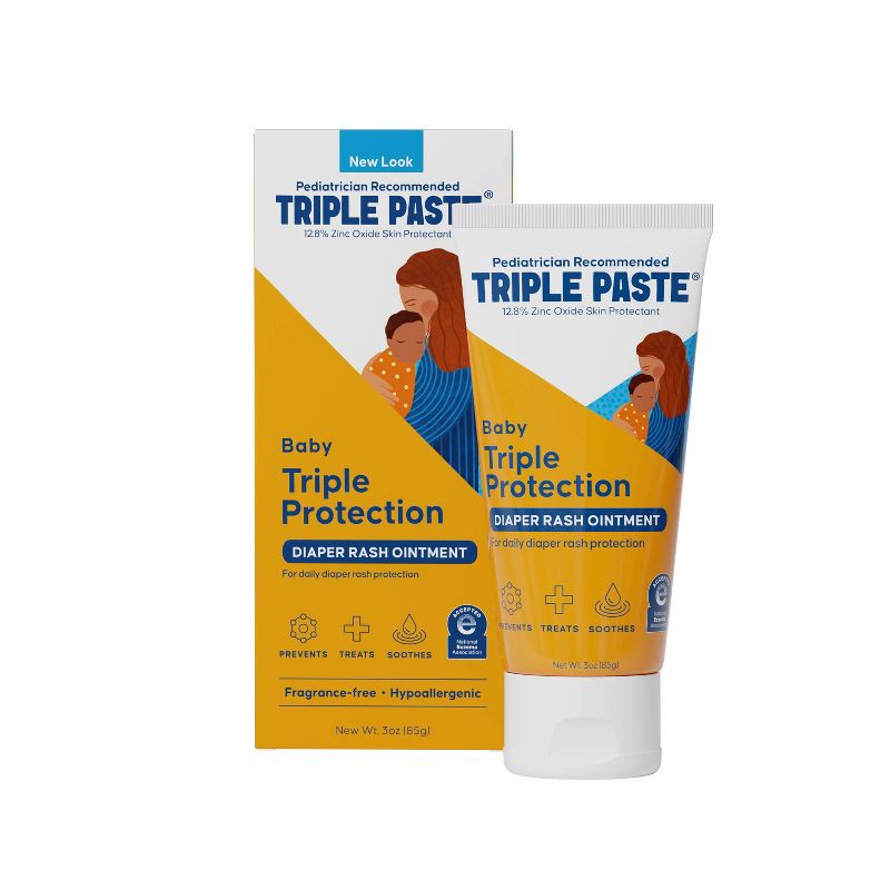 slide 1 of 9, Triple Paste Diaper Rash Cream, Hypoallergenic Medicated Ointment for Babies, Overnight and Daily Protection - 3oz, 3 oz