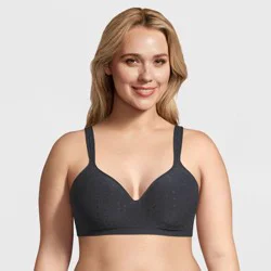 Beauty by Bali Women's Foam Wirefree Bra B540 - Black Dot 40D: Lightly Lined, Adjustable Straps, Full Coverage