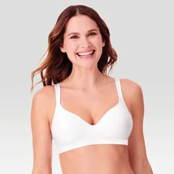 Beauty by Bali Women's Foam Wirefree Bra B540 - White Dot 40C: Light Lift, Adjustable Straps, Full Coverage