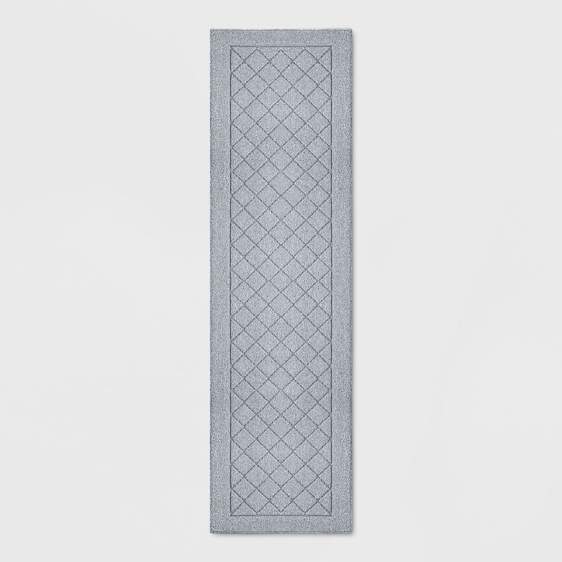 slide 1 of 3, 2'X7' Washable Runner Diamond Clarkson Tufted & Hooked Rug Gray - Threshold™: Entryway Indoor Carpet, Skid-Resistant, 1 ct