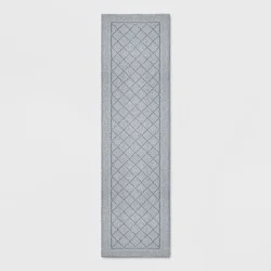 2'X7' Washable Runner Diamond Clarkson Tufted & Hooked Rug Gray - Threshold™: Entryway Indoor Carpet, Skid-Resistant