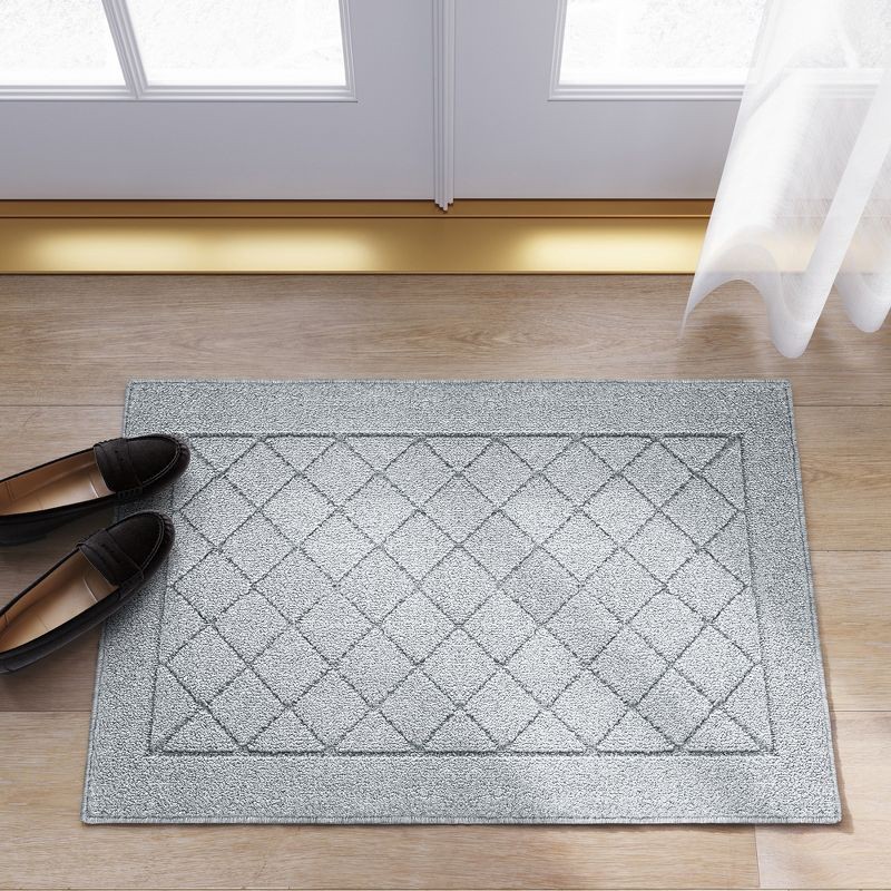 slide 3 of 3, 1'8"X2'6" Washable Diamond Clarkson Tufted And Hooked Accent Rug Gray - Threshold™: Indoor Runner, Skid-Resistant, 1 ct