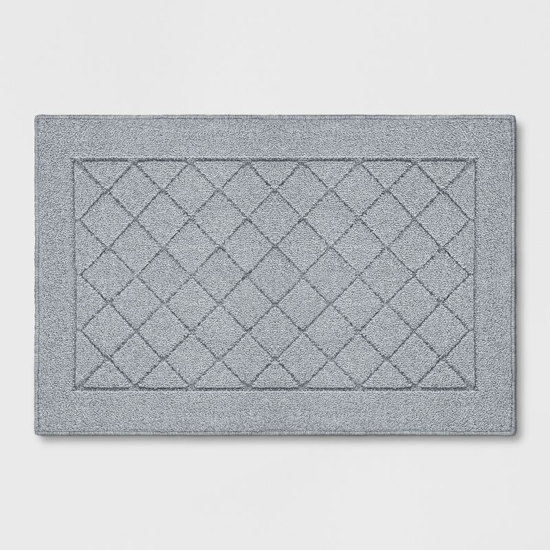 slide 1 of 3, 1'8"X2'6" Washable Diamond Clarkson Tufted And Hooked Accent Rug Gray - Threshold™: Indoor Runner, Skid-Resistant, 1 ct