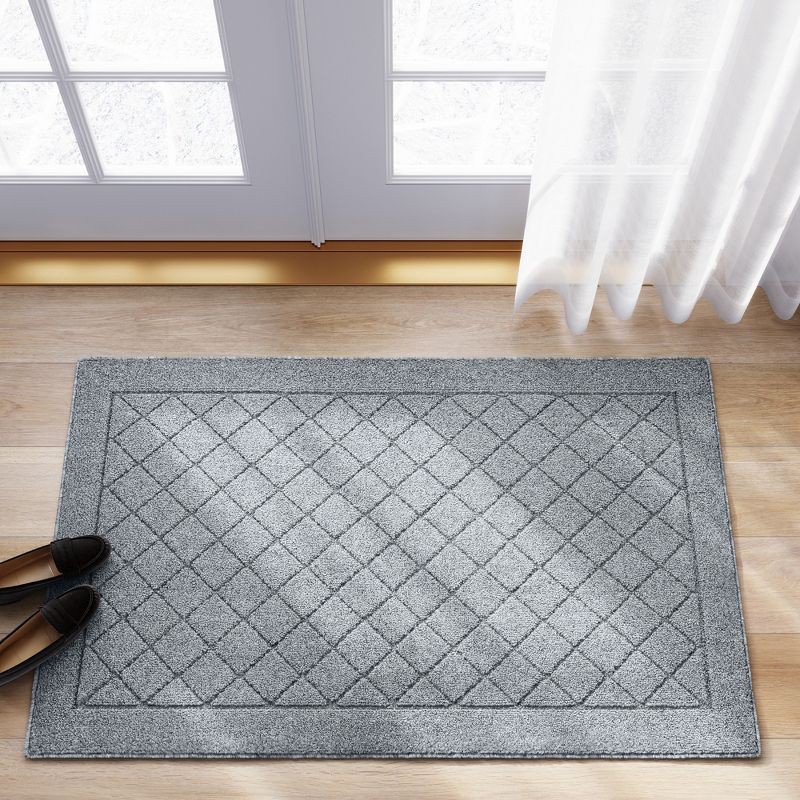 slide 3 of 4, 2'6"X3'10" Washable Diamond Clarkson Tufted And Hooked Accent Rug Gray - Threshold™: Indoor Entryway Rug, Skid-Resistant, 1 ct