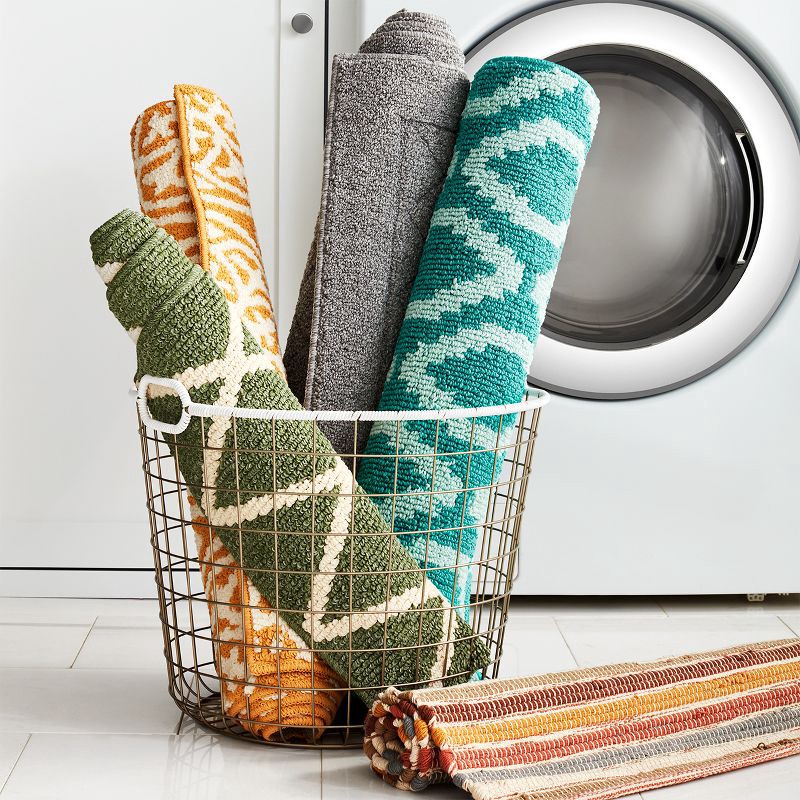 slide 4 of 4, 2'6"X3'10" Washable Diamond Clarkson Tufted And Hooked Accent Rug Gray - Threshold™: Indoor Entryway Rug, Skid-Resistant, 1 ct