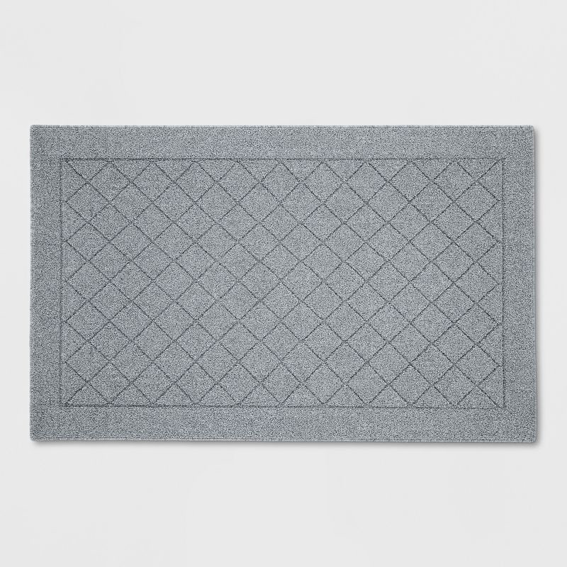 slide 1 of 4, 2'6"X3'10" Washable Diamond Clarkson Tufted And Hooked Accent Rug Gray - Threshold™: Indoor Entryway Rug, Skid-Resistant, 1 ct