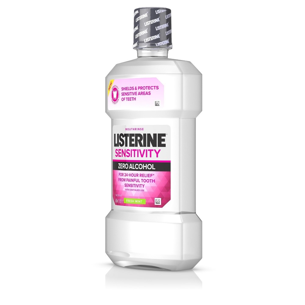 slide 8 of 8, Listerine Sensitivity Alcohol-Free Mouthwash in Fresh Mint, 500 ml