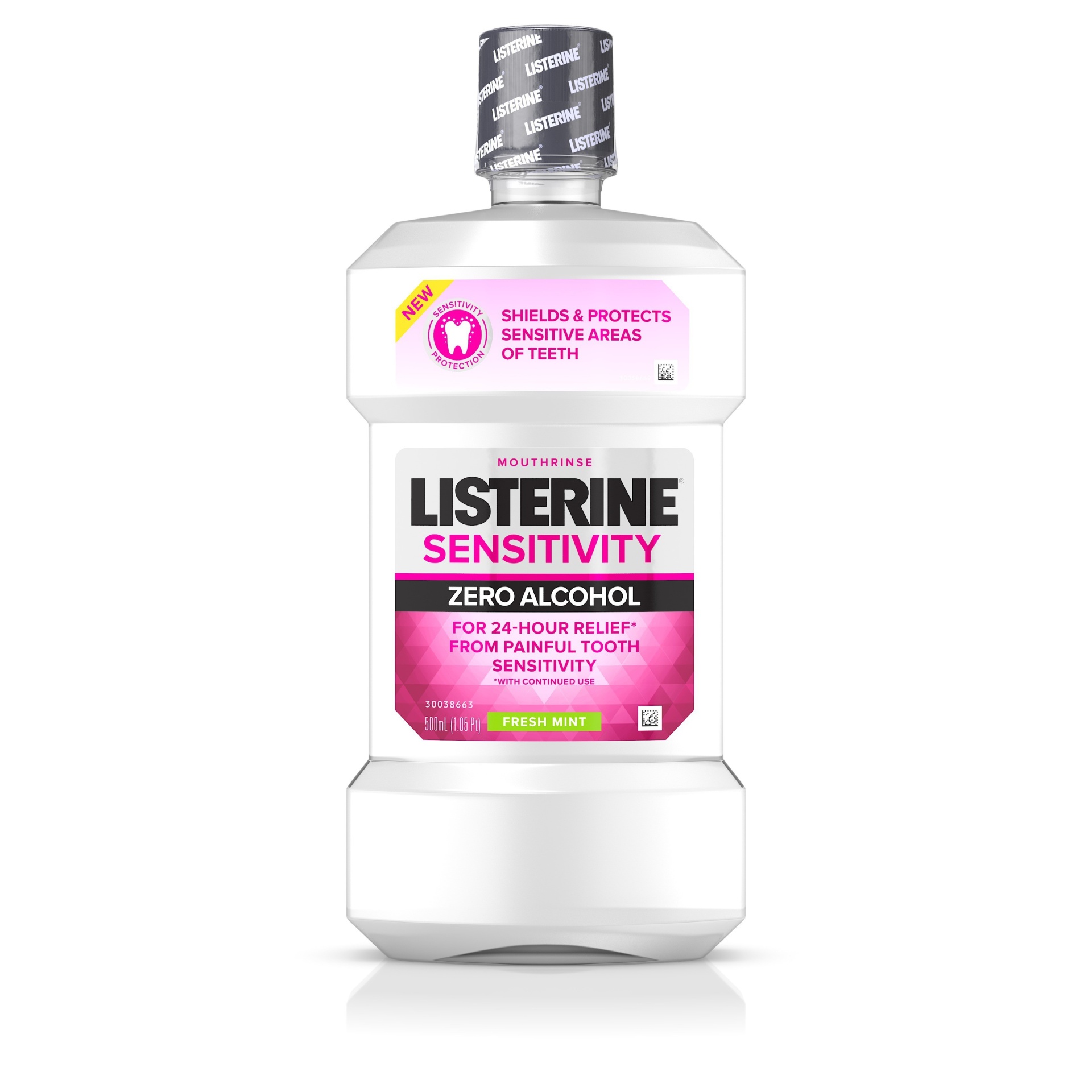 slide 1 of 8, Listerine Sensitivity Alcohol-Free Mouthwash in Fresh Mint, 500 ml