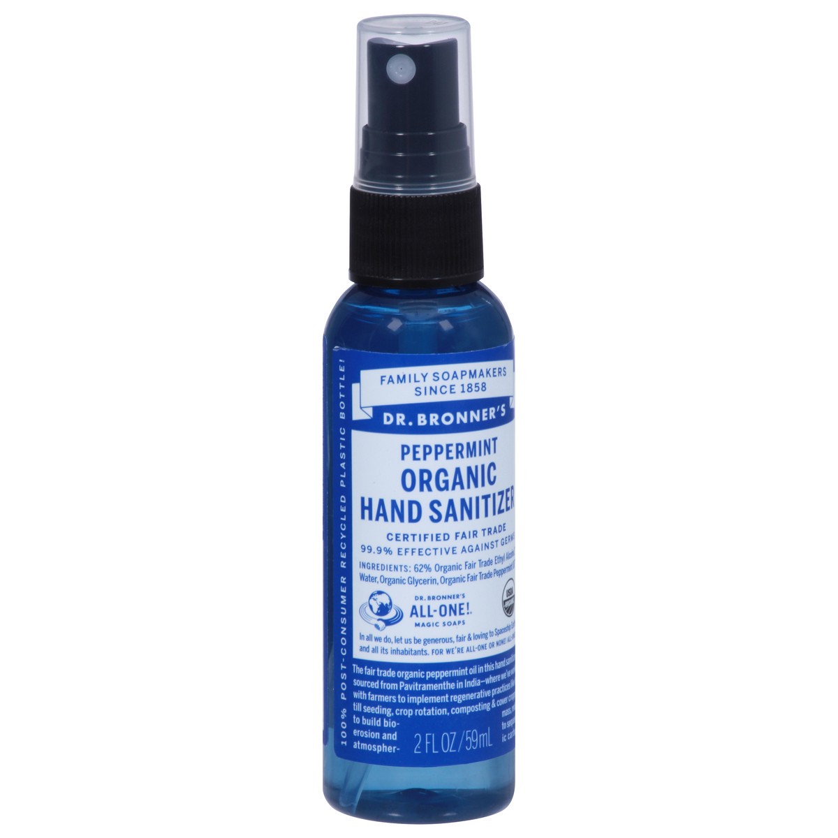 slide 7 of 9, Dr. Bronner's organic hand sanitizer, peppermint, 2 fl oz