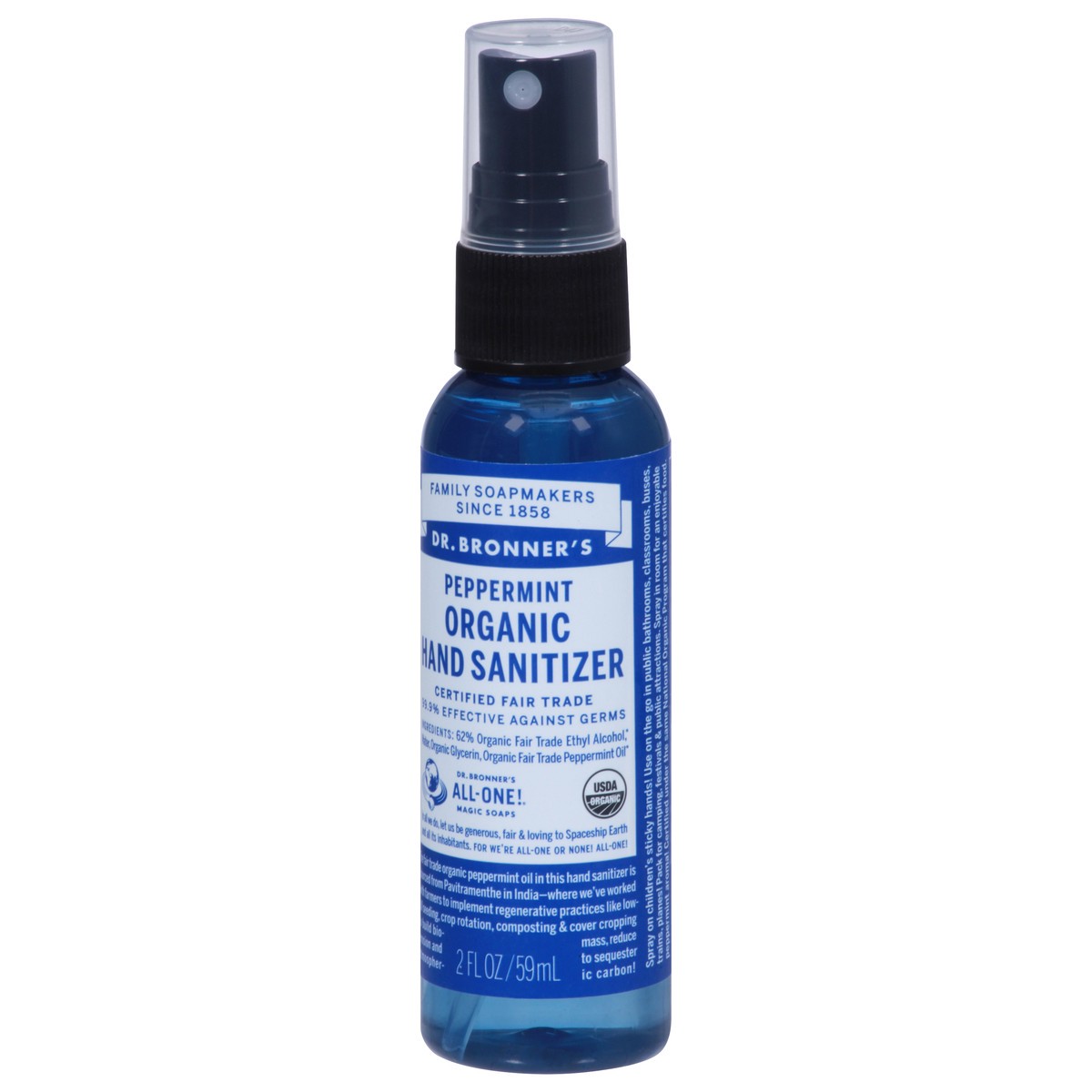 slide 8 of 9, Dr. Bronner's organic hand sanitizer, peppermint, 2 fl oz