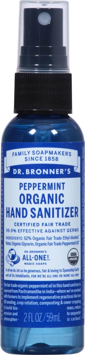 slide 9 of 9, Dr. Bronner's organic hand sanitizer, peppermint, 2 fl oz