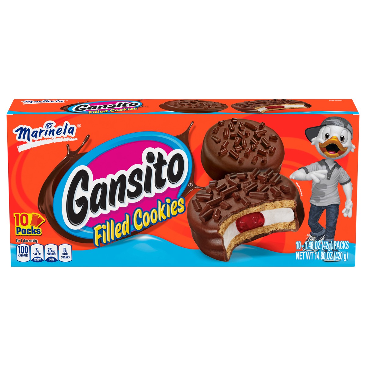 slide 13 of 13, Marinela Gansito Strawberry and Crème Filled Cookies, 10 packs, Cookies, 14.8 oz Multipack, 10 ct