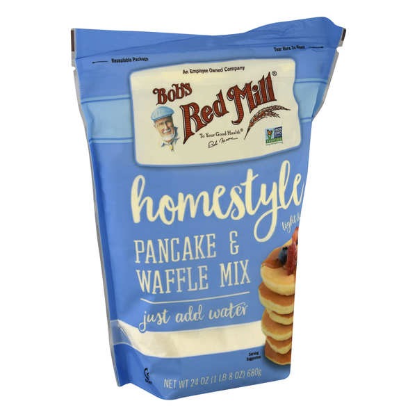 slide 1 of 1, Bob's Red Mill Pancake And Waffle Mix Homestyle, 24 oz