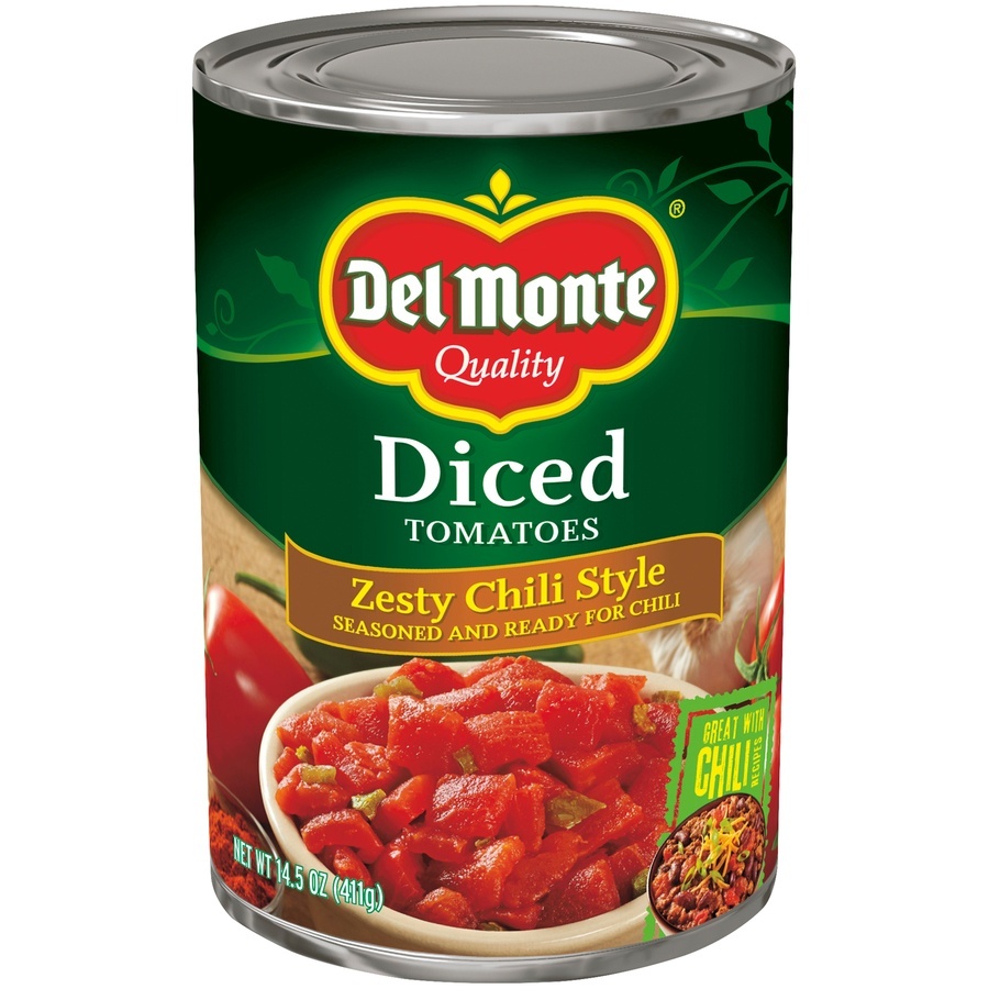 slide 1 of 1, Del Monte Diced Zesty Chili Style Tomatoes 14.5 oz Can, 14.5 oz