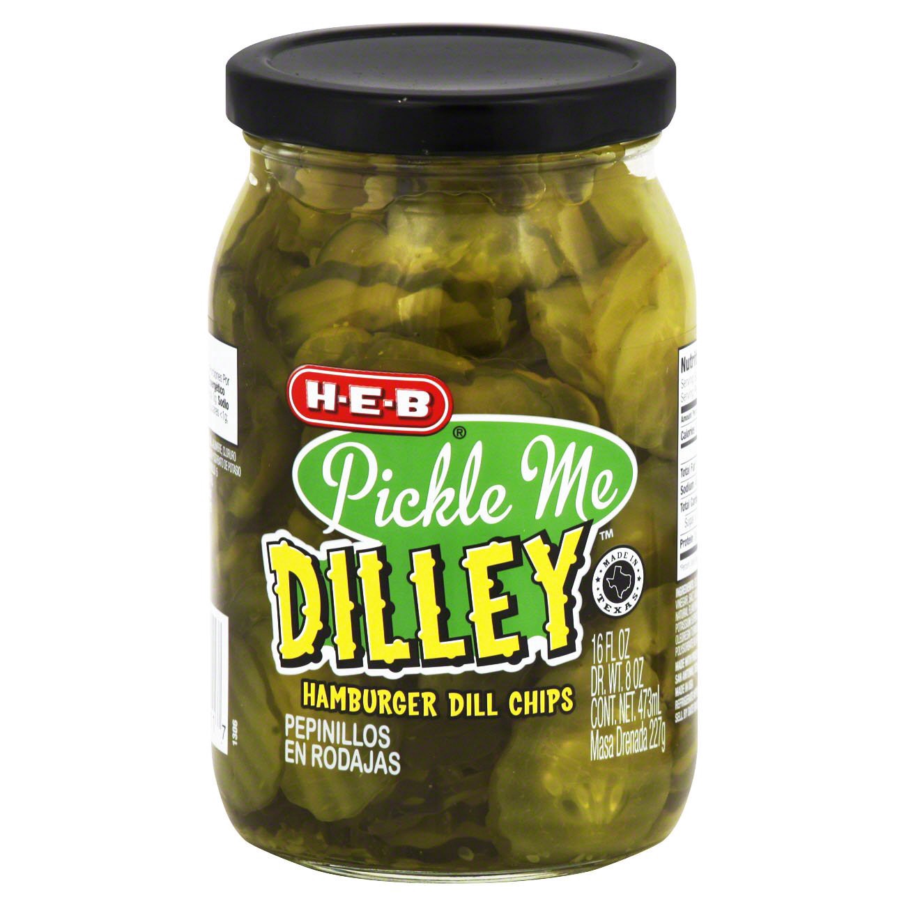 slide 1 of 1, H-E-B Pickle Me Dilley Hamburger Dill Pickle Chips, 16 oz
