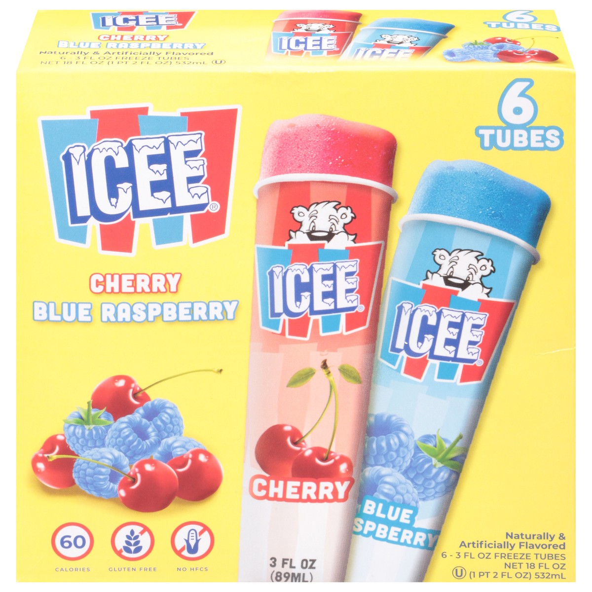 slide 1 of 8, ICEE Frozen Raspberry and Wild Cherry Tubes - 18oz/6ct, 6 ct; 18 oz
