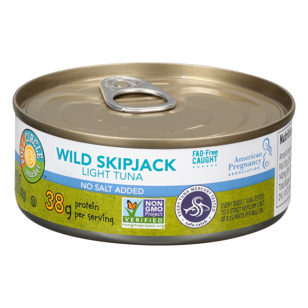 slide 4 of 10, Full Circle Market Wild Skipjack Light Tuna No Salt Added, 5 oz