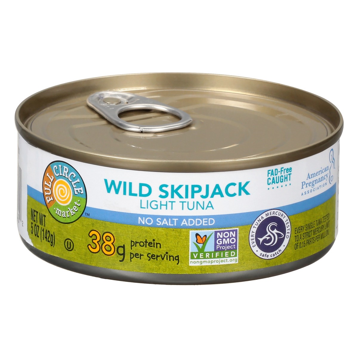 slide 1 of 10, Full Circle Market Wild Skipjack Light Tuna No Salt Added, 5 oz