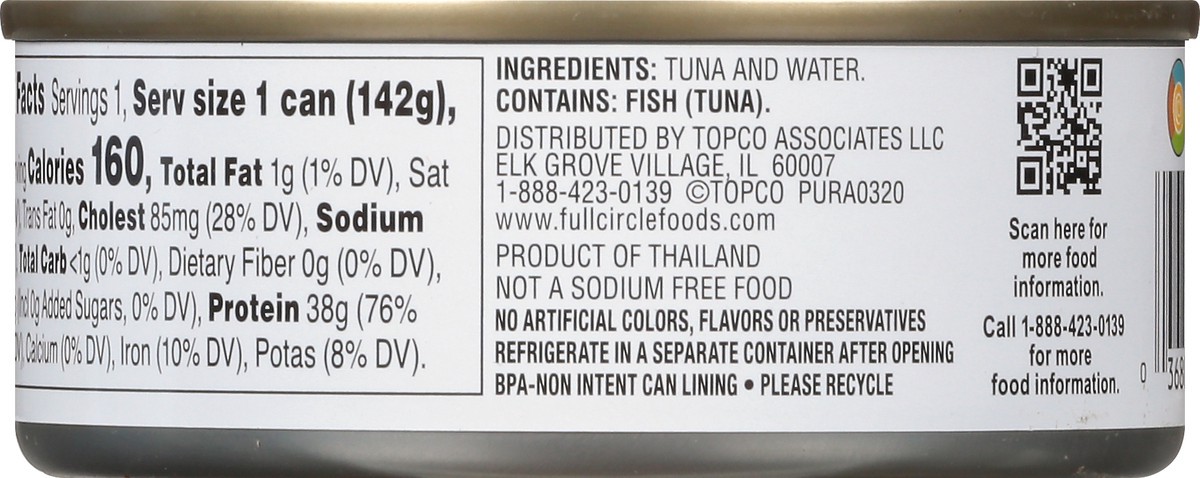 slide 10 of 10, Full Circle Market Wild Skipjack Light Tuna No Salt Added, 5 oz