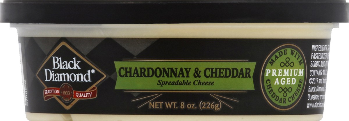 slide 1 of 9, Black Diamond Chardonnay & Cheddar Spreadable Cheese, 8 oz