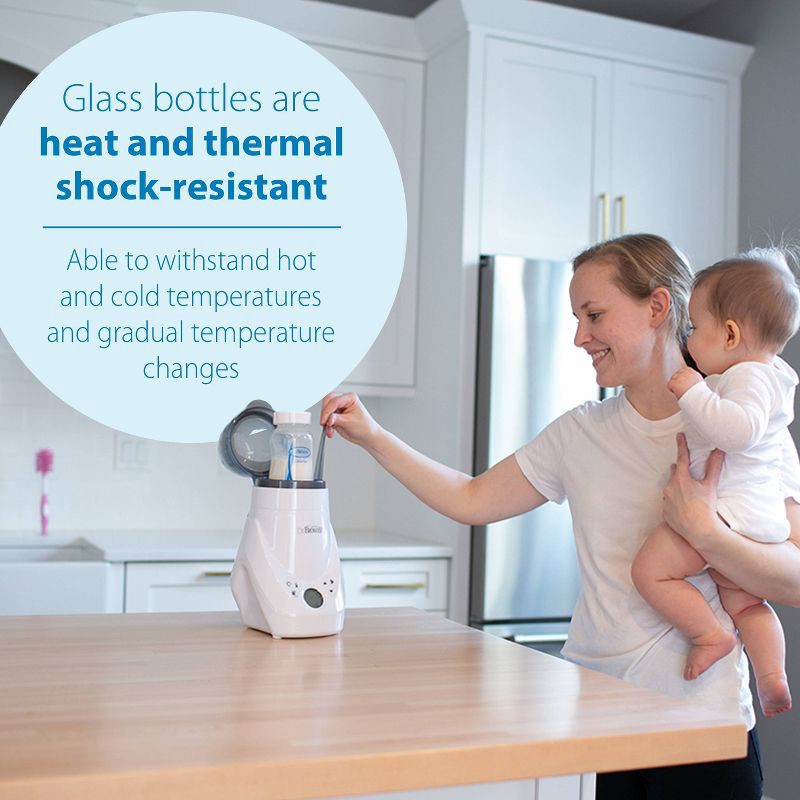 slide 9 of 17, Dr. Brown's Anti-Colic Options+ Wide-Neck Glass Baby Bottle with Level 1 Slow Flow Nipple - Clear - 5oz/2pk, 5 oz