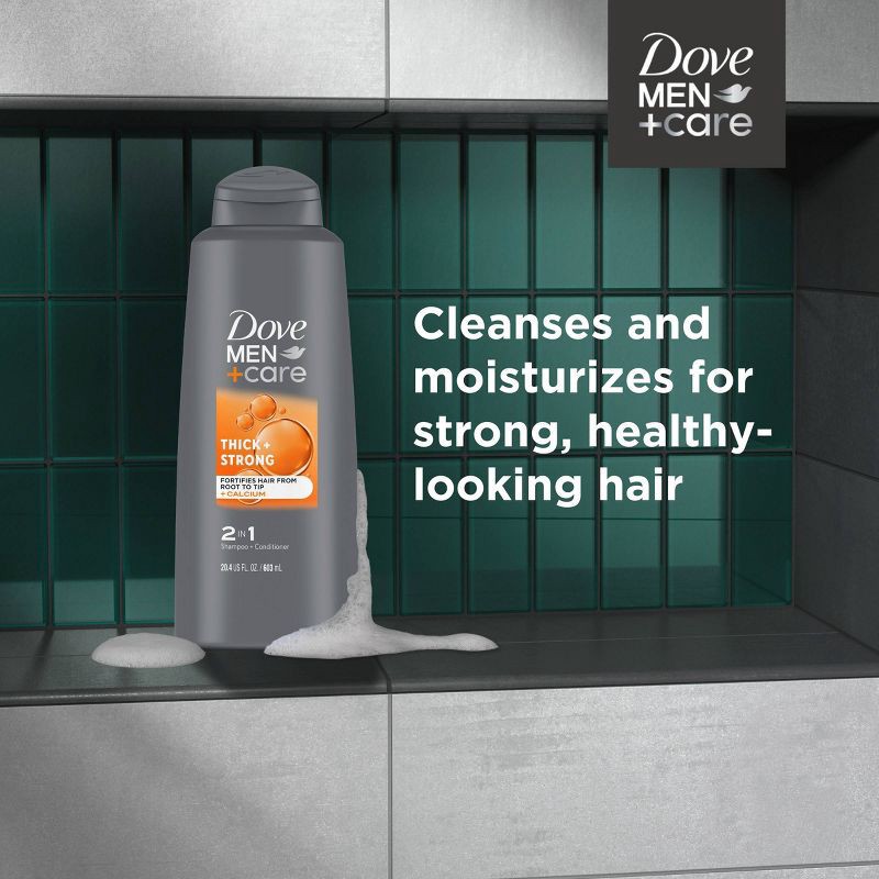 slide 3 of 8, Dove Men+Care 2 in 1 Shampoo + Conditioner Thick + Strong for Fine or Thinning Hair - 20.4 fl oz, 20.4 fl oz
