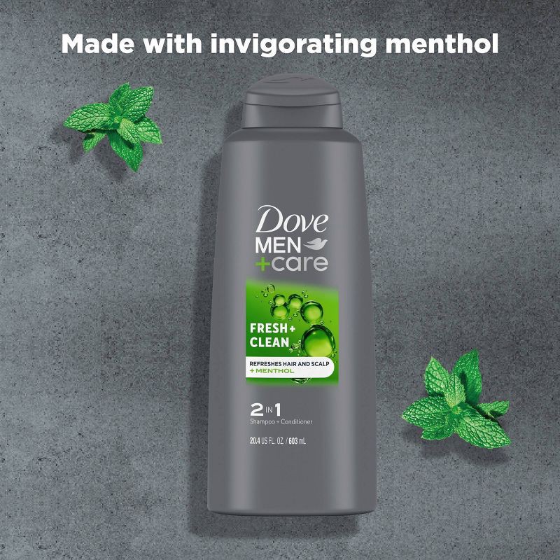 slide 7 of 11, Dove Men+Care Fortifying 2-in-1 Shampoo and Conditioner for Normal to Oily Hair Fresh and Clean with Caffeine - 20.4 fl oz, 20.4 fl oz