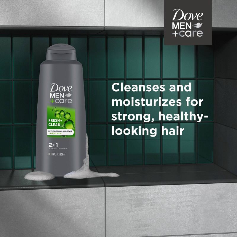 slide 11 of 12, Dove Men+Care Fortifying 2-in-1 Shampoo and Conditioner for Normal to Oily Hair Fresh and Clean with Caffeine - 20.4 fl oz, 20.4 fl oz