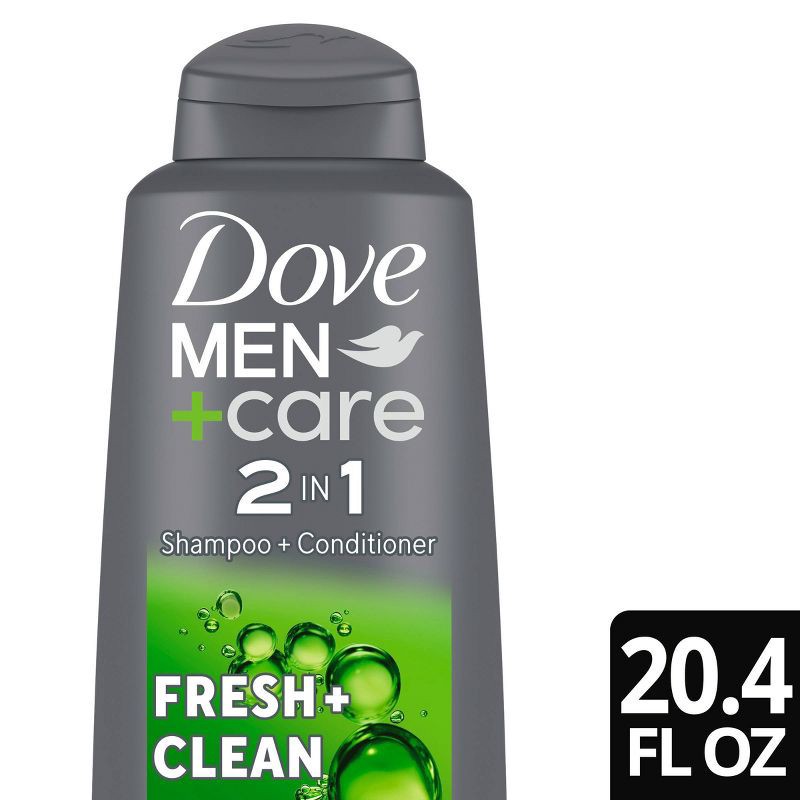 slide 1 of 12, Dove Men+Care Fortifying 2-in-1 Shampoo and Conditioner for Normal to Oily Hair Fresh and Clean with Caffeine - 20.4 fl oz, 20.4 fl oz