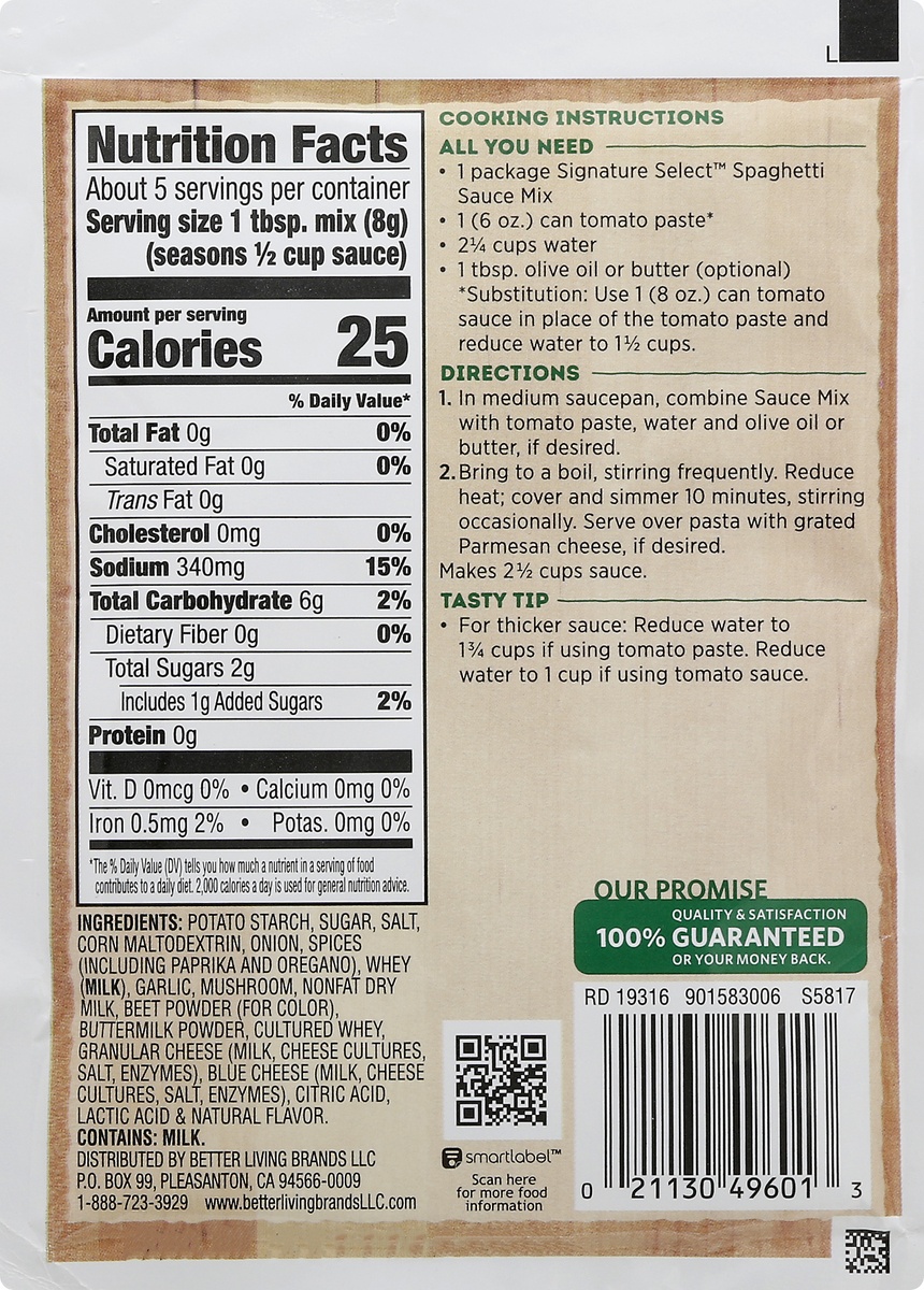 slide 4 of 9, Signature Select Spaghetti Sauce Mix 1.5 oz, 