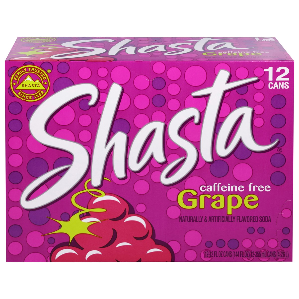 slide 1 of 9, Shasta Grape, 12 ct; 12 fl oz