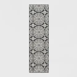 2'x7' Washable Runner Medallion Tufted And Hooked Rug Gray - Threshold™: Skid-Resistant, Machine Washable, Indoor Use