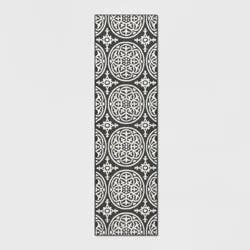 2'x7' Washable Runner Medallion Tufted And Hooked Rug Gray - Threshold™: Skid-Resistant, Machine Washable, Indoor Use