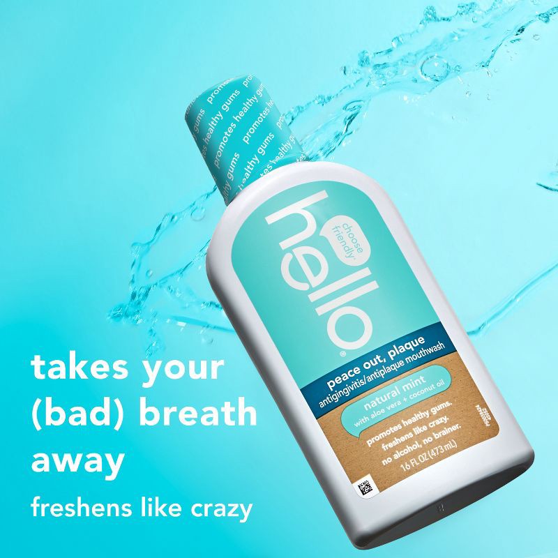 slide 3 of 13, hello Peace Out Plaque Fluoride-Free and Alcohol-Free Mouthwash- 16 fl oz, 16 fl oz