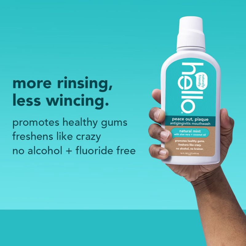 slide 4 of 9, hello Peace Out Plaque Alcohol-Free and Vegan Mouthwash- 16 fl oz, 16 fl oz