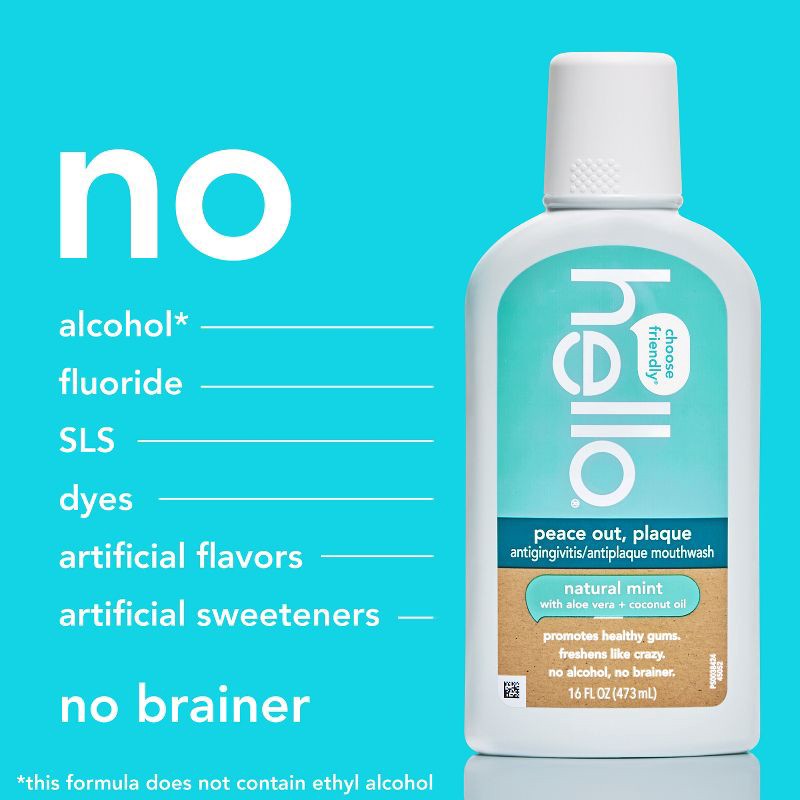 slide 6 of 13, hello Peace Out Plaque Fluoride-Free and Alcohol-Free Mouthwash- 16 fl oz, 16 fl oz