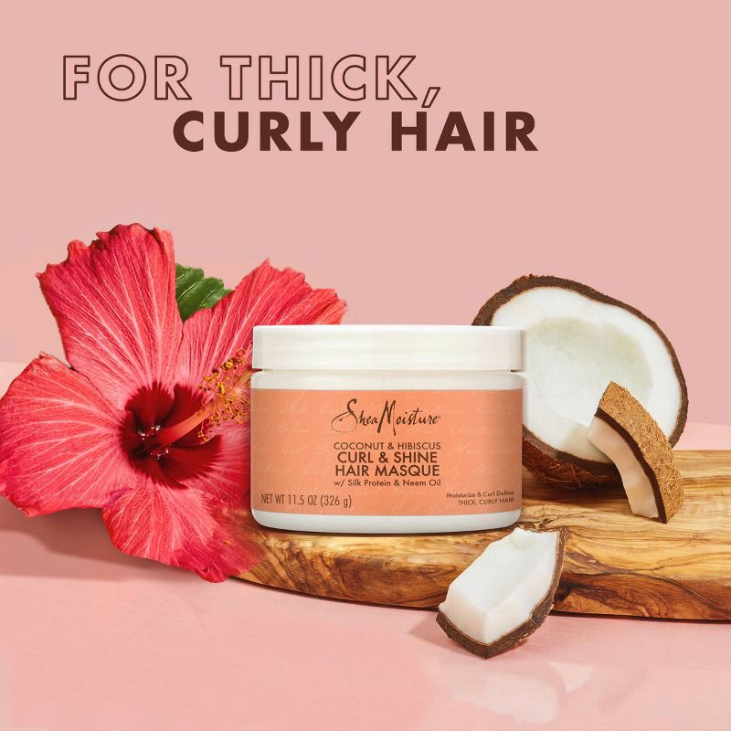 slide 4 of 7, SheaMoisture Coconut & Hibiscus Curl & Shine Hair Mask For Naturally Curly Hair - 11.5oz, 11.5 oz