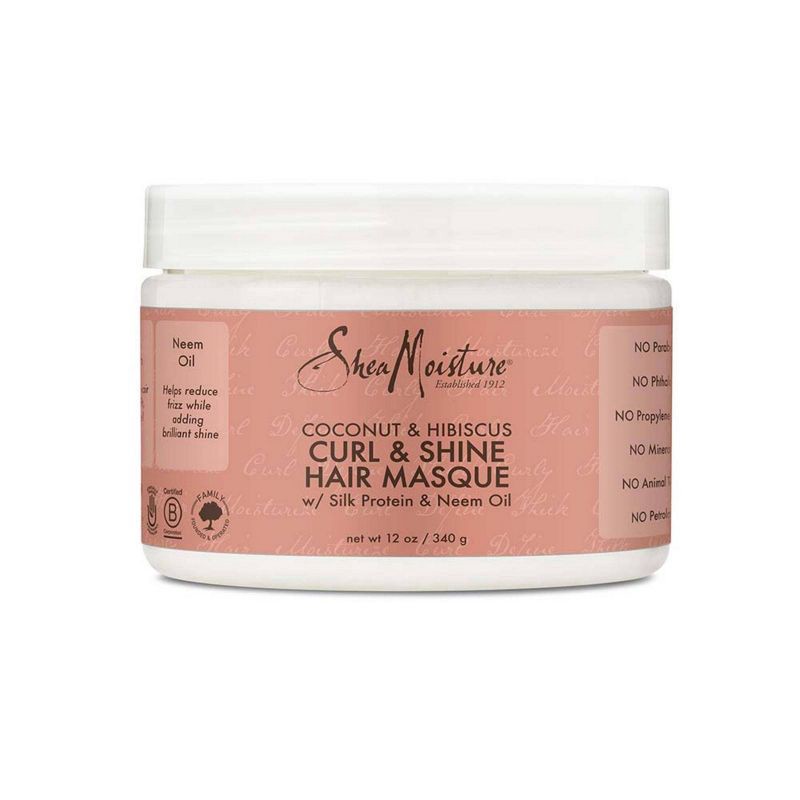 slide 1 of 4, SheaMoisture Coconut & Hibiscus Curl & Shine Hair Mask For Naturally Curly Hair - 12oz, 12 oz