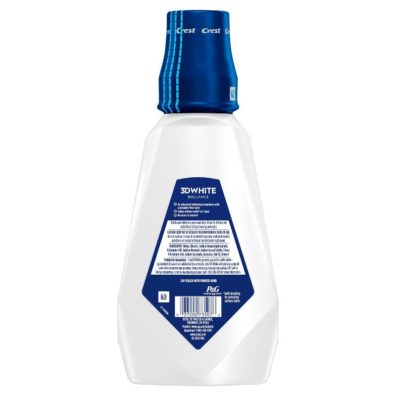 slide 9 of 9, Crest 3D White Brilliance Alcohol Free Whitening Mouthwash, Clean Mint - 33.8 fl oz, 33.8 fl oz