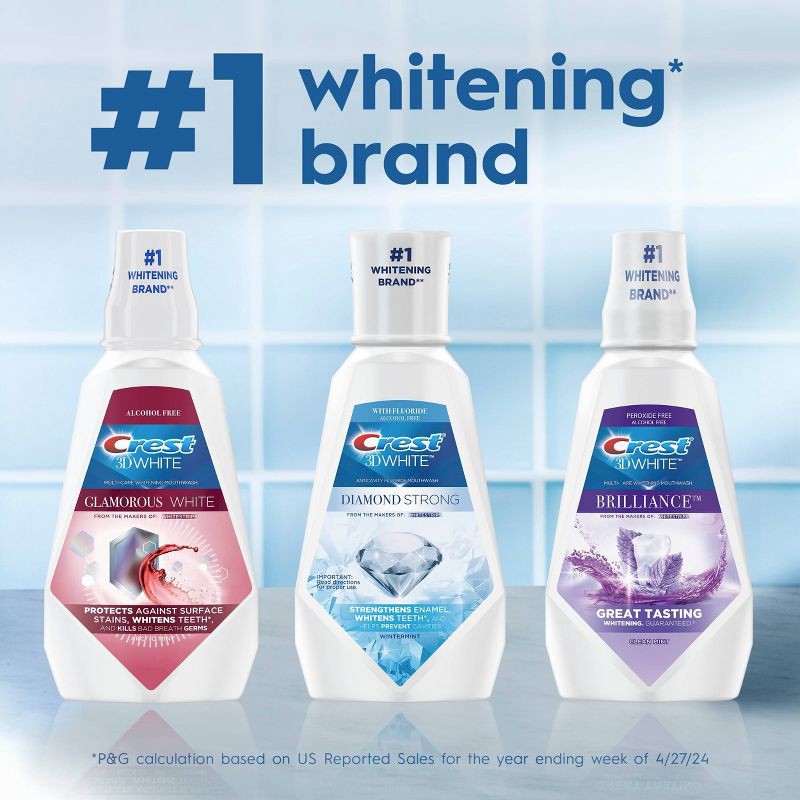 slide 7 of 9, Crest 3D White Brilliance Alcohol Free Whitening Mouthwash, Clean Mint - 1L, 1 liter