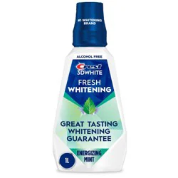 Crest 3D White Brilliance Alcohol Free Whitening Mouthwash, Clean Mint - 33.8 fl oz