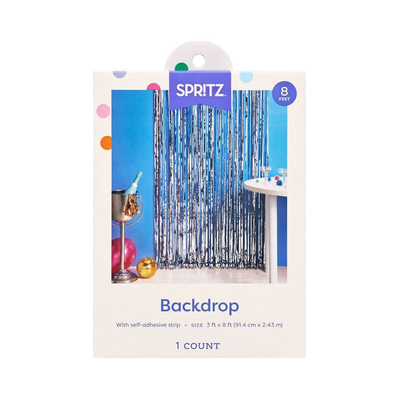 slide 2 of 3, Fringe Backdrop Silver - Spritz™, 1 ct