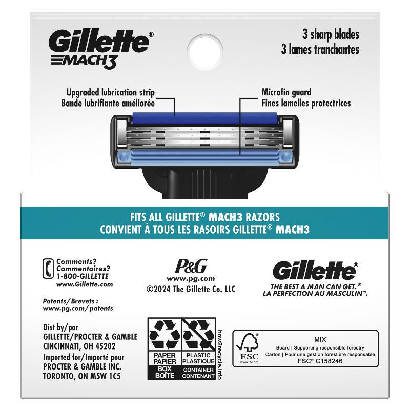 slide 9 of 9, Gillette Mach3 Men's Razor Blade Refills - 4ct, 4 ct